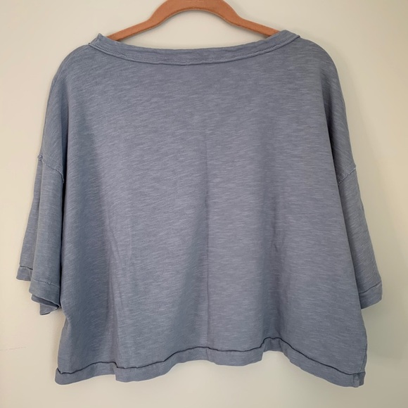 Splendid Oversized Crew Neck Crop Top Blue Sz XS - Picture 5 of 7